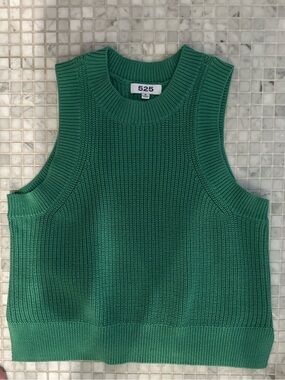 525 America Bright Green Ribbed Knit Sleeveless Vest